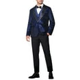 thumbnail image 2 of INSPIRE CHIC Men's Blazers Sequin Shiny Metallic Argyle Plaid Suit Jackets  2XL Blue, 2 of 5