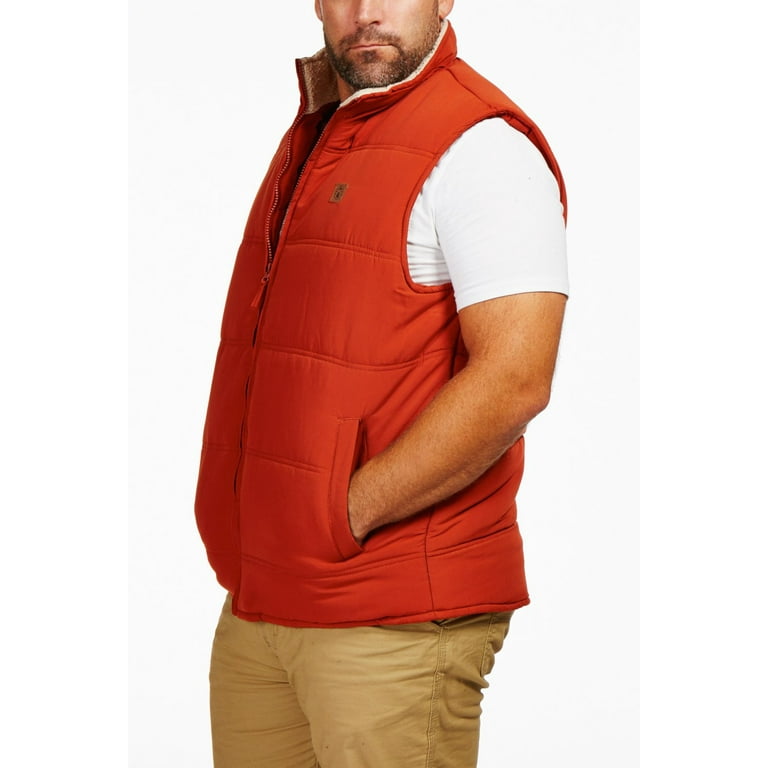 Coleman Microfiber Quilted Puffer Vest With Sherpa Collar Large