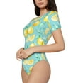 thumbnail image 2 of The Xecao Yellow Lemon Women's Crew Neck Body Suit, a short-sleeved bodysuit and basic swimsuit, both comfort and style for dating and daily life, 2 of 9