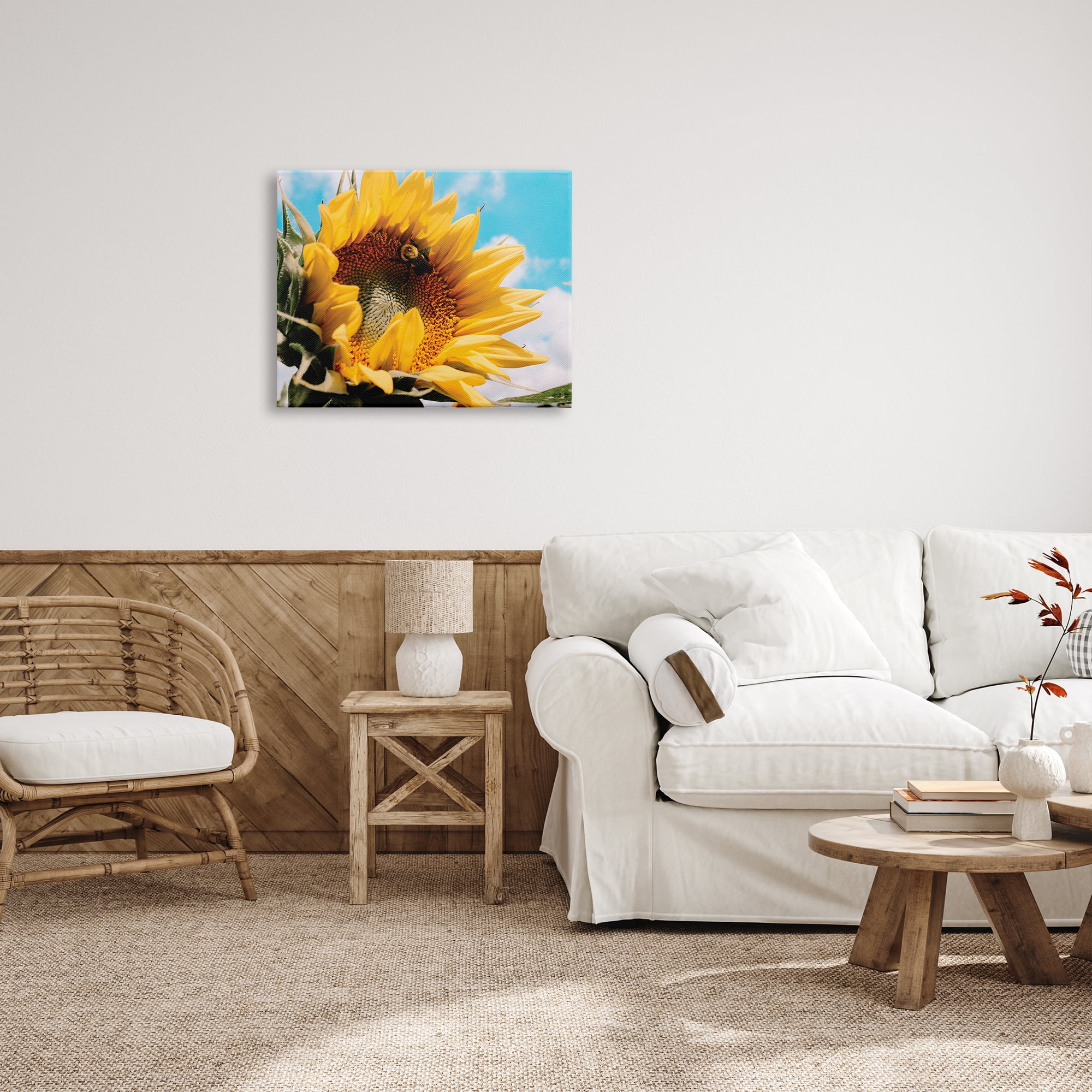 Stupell Industries Summer Sunflower Blossom Pollinating Honey Bee Photography Photograph Gallery Wrapped Canvas Print Wall Art, Design by Hey Bre! Creative Studio