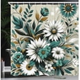 thumbnail image 3 of Ambesonne Teal Shower Curtain, Modern Urban Jungle Leaves, 69"Wx84"L, Sea Green Pale Mustard, 3 of 4