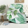 thumbnail image 4 of FCXZI Green Leaf Pattern Flannel Blanket, All-Season Lightweight Comfort 30*40in, 4 of 7
