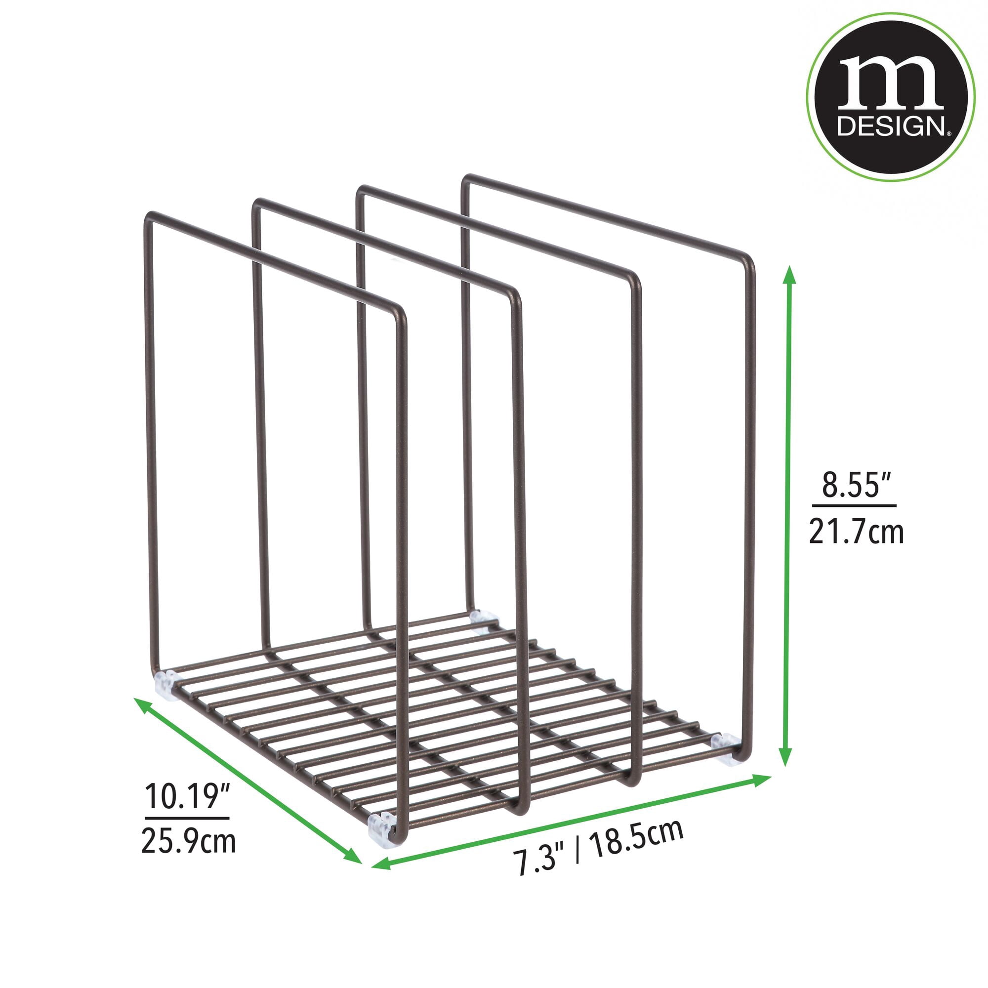 mDesign Steel Storage Tray Organizer Rack for Kitchen Cabinet - 2 Pack - Bronze