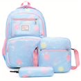 thumbnail image 1 of 3pcs Juego De Bolsas Con Patrón Kawaii Mochila Escolar Preppy Con Bolsa Cruzada Y Estuche Para Lápices Para Estudiantes, 1 of 4