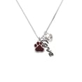 thumbnail image 2 of Delight Jewelry Silvertone Large Maroon Paw - Love and Lock Charm Necklace, 18"+1", 2 of 4