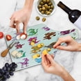 thumbnail image 4 of Jurassic Cutting Board, Dino's Dinosaurs Extinction Funny Comic Cartoon Illustration, Decorative Tempered Glass Cutting and Serving Board, Wine Bottle Shape, Multicolor, by Ambesonne, 4 of 5