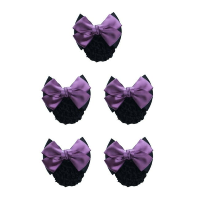 Guardoinrt Wide Application Bow Hair Net For Chic And Professional Appearance Good Gifts Two-Bows-purple 5Set
