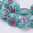 thumbnail image 3 of Handmade Bumpy Lampwork Beads Strands Flat Round with Flower Mixed color 17~20.5x10~14mm Hole: 1.4mm, 3 of 3