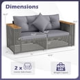 thumbnail image 3 of Costway 2 PCS Patio Corner Sofa Set with Thick Cushions Wide Acacia Wood Armrests for Garden Gray, 3 of 10