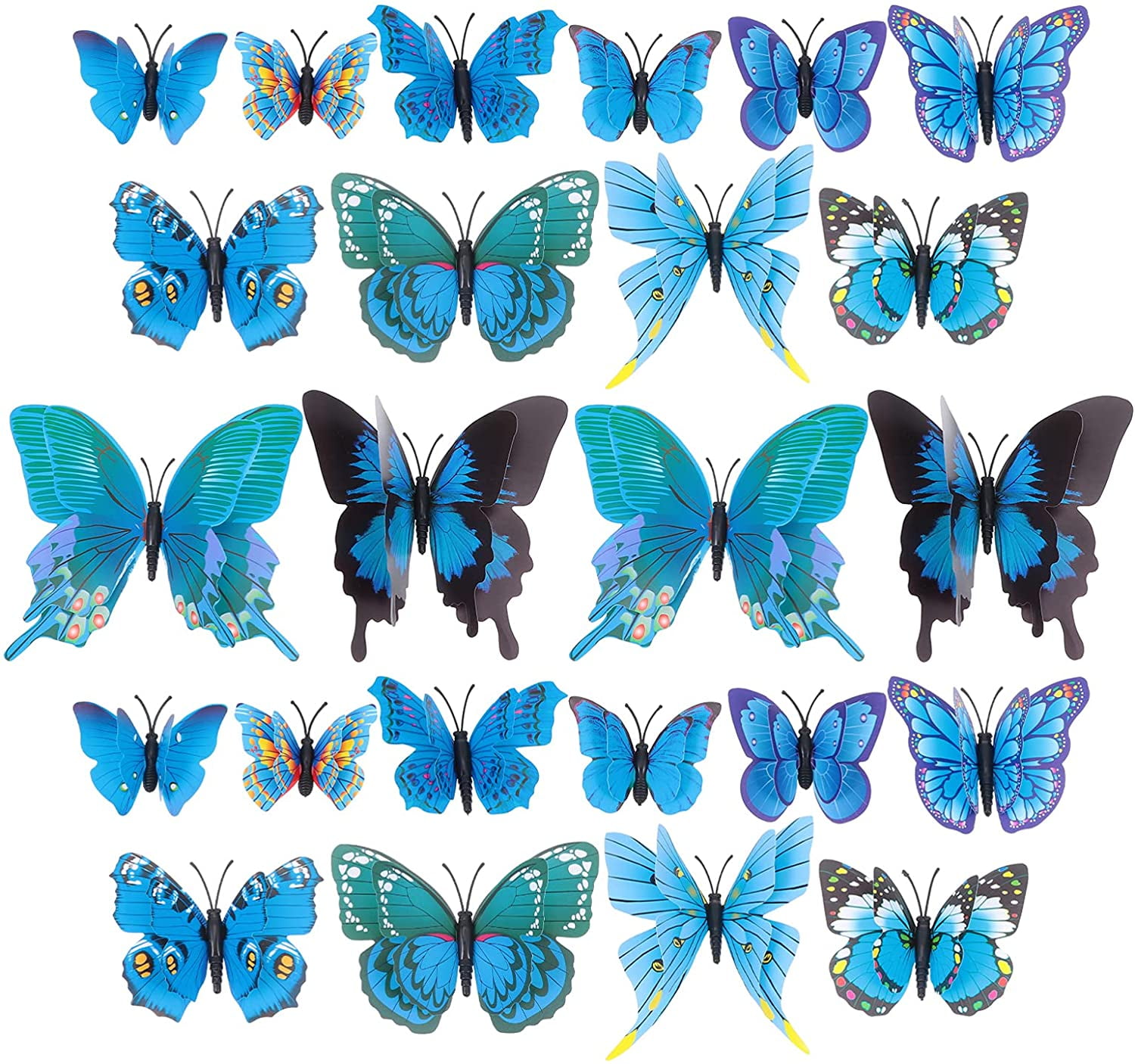 100pcs Multiple Patterns 3D Luminous Butterflies for Classroom Bedroom Decor 