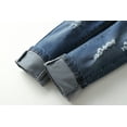 thumbnail image 5 of KIDSCOOL SPACE Little Girl Boy Ripped Denim Cute Slim Pants Jean Overalls,Deep Blue,4-5 Years, 5 of 6