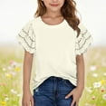 thumbnail image 2 of Girls T Shirts, Children's Short Sleeved Solid Color T-shirt Round Neck Half Sleeved Casual Versatile, 2 of 8