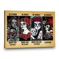 thumbnail image 4 of Sugar Skull Girl Canvas Wall Art – “Be Strong, Be Brave, Be Humble, Be Badass” Day of the Dead Inspired Print, Gothic Motivational Décor for Women, Ready to Hang, 4 of 4