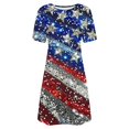 thumbnail image 4 of Vestido Corto para las Mujeres Cuello Redondo Manga Corta Impresa Suéter, Moda Casual Estilo Línea, 4 of 8