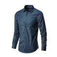 thumbnail image 3 of Camisa blanca de manga larga para hombre, sin planchado, para trabajo profesional, con cuello, informal, con botones, tallas grandes S-5XL, 3 of 5