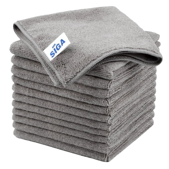 MR.SIGA All-Purpose Microfiber Cleaning Cloth Streak Free Cleaning Rags, 12 Pack, Grey