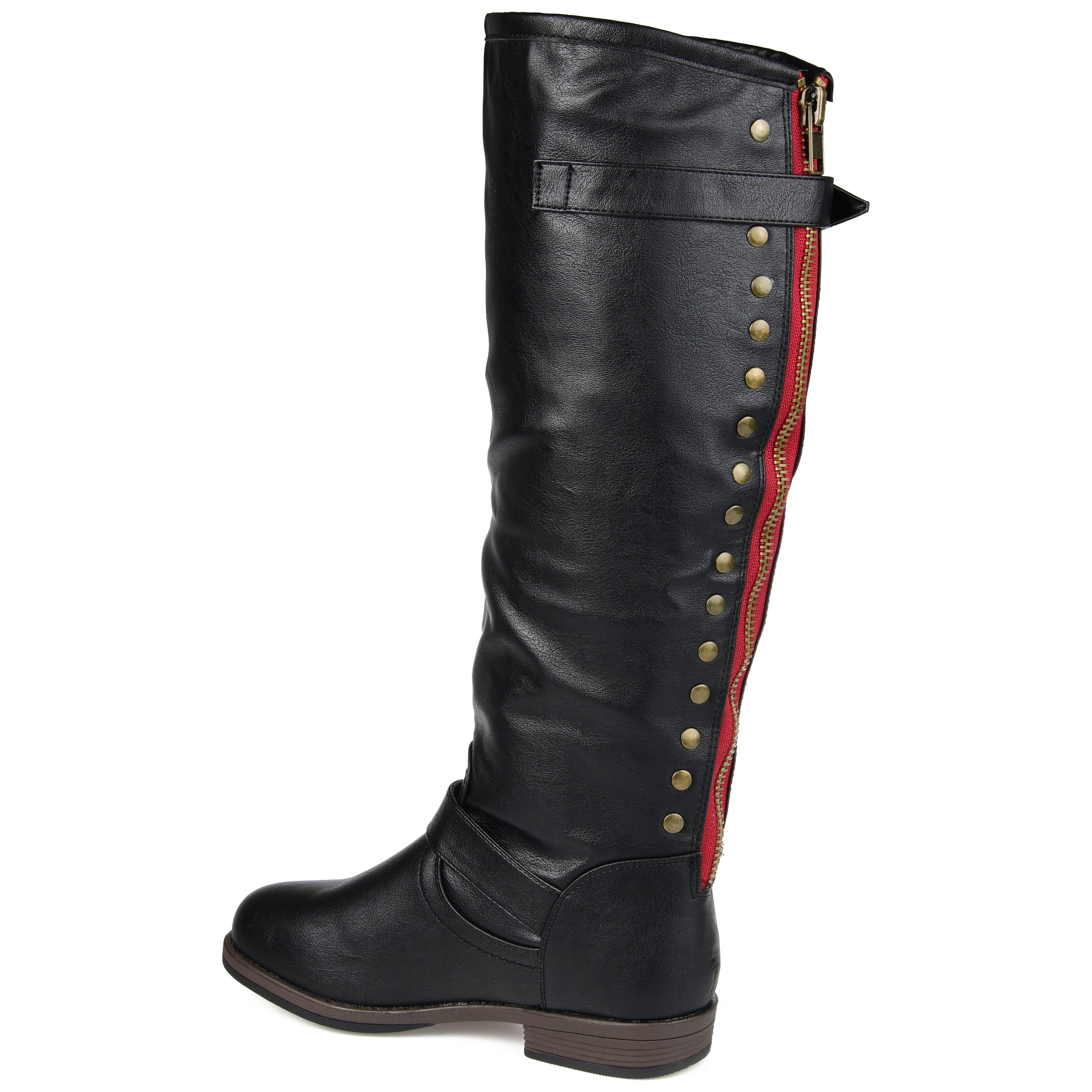 Journee Womens Spokane Extra Wide Calf Stacked Heel Riding Boots