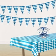 Fun Express 10 Ft. x 17" Oktoberfest Blue & White Plastic Pennant Banner