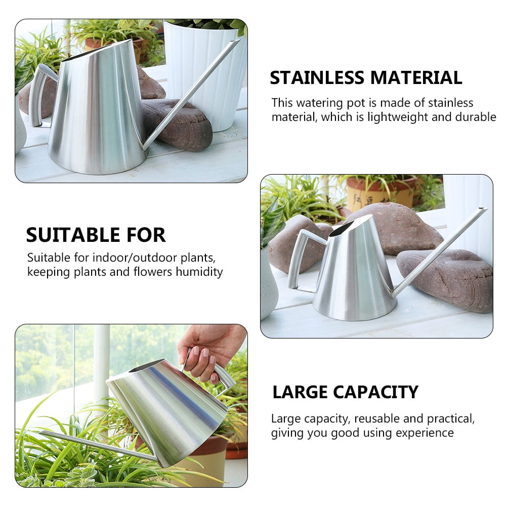 MLINS 2pcs Long Spout Watering Can Stainless Steel Water Can Pot Metal Gardening Sprinkler Watering Bucket for House Plants Succulents Flowers 400ml