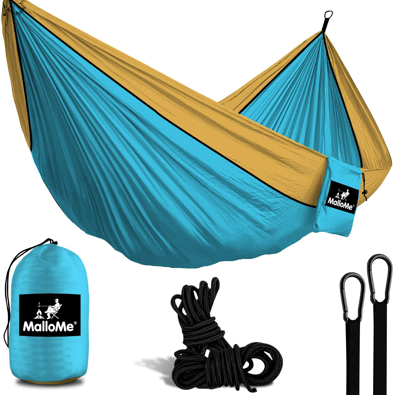 Double Portable Camping Hammock Straps Max 1000 lbs FREE Lightweight Carabiners 