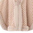thumbnail image 4 of Samdudou Fall Sweaters for Women Striped Pattern Poncho Wrap with Faux Fur Collar Elegant Shawl Open Front Cardigan for Chilly Weather Holiday Vacation Upscale Gatherings, 4 of 9