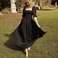 thumbnail image 2 of Vestidos bohemios TEELYNN para mujer, vestido veraniego largo vintage de algodón negro con mangas abullonadas, vestidos de verano de tejido jacquard con lunares, vestido gitano, 2 of 5