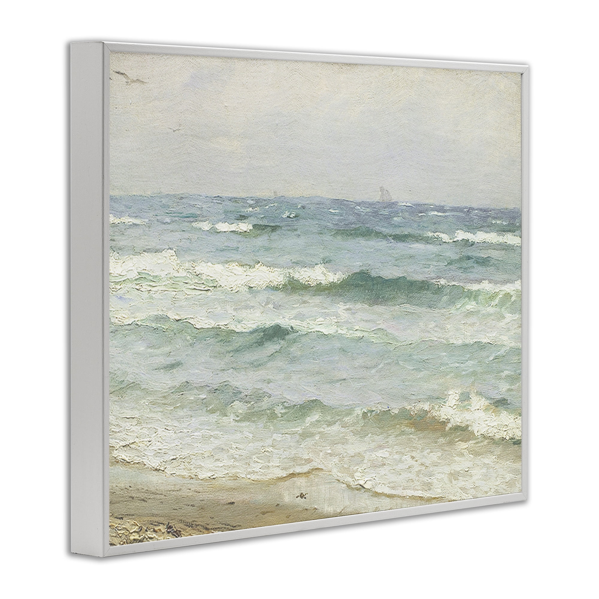 Stupell Industries Vintage Waves on The Shore White Framed Giclee Art, design by Leah Straatsma