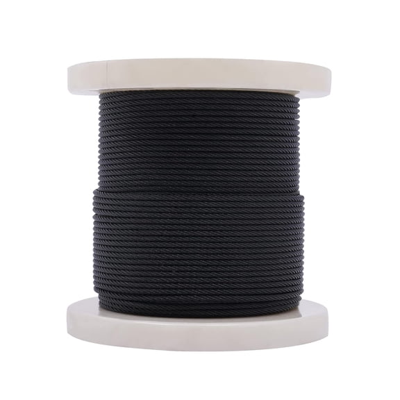 Stainless Steel Wire Rope, 1/8" Black Wire Rope, 400FT Length Aircraft Cable, 7x7 Strand Core, 580KG Breaking Strength, Multifunctional Wire Cable for Outdoor, Yard, Garden