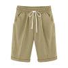 thumbnail image 1 of Plebaso Women's Knee Length Shorts Drawstring Casual Shorts with Pockets Solid Color Summer Beach Shorts, 1 of 3