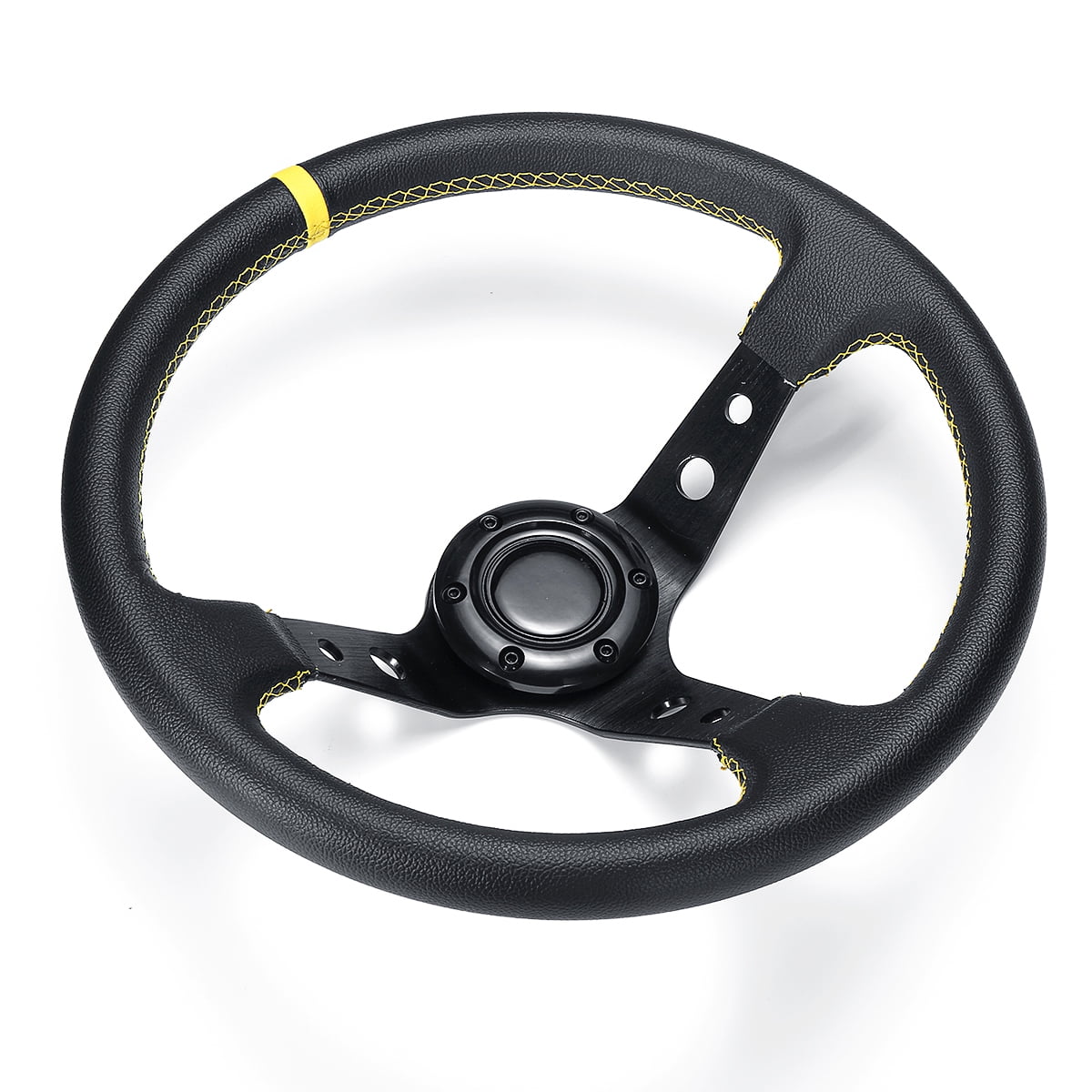 Ama-store Automotive Steering Wheels 350mm Deep Dish 6 Bolt For JDM Sport Racing Steering Wheel Suede Horn Button