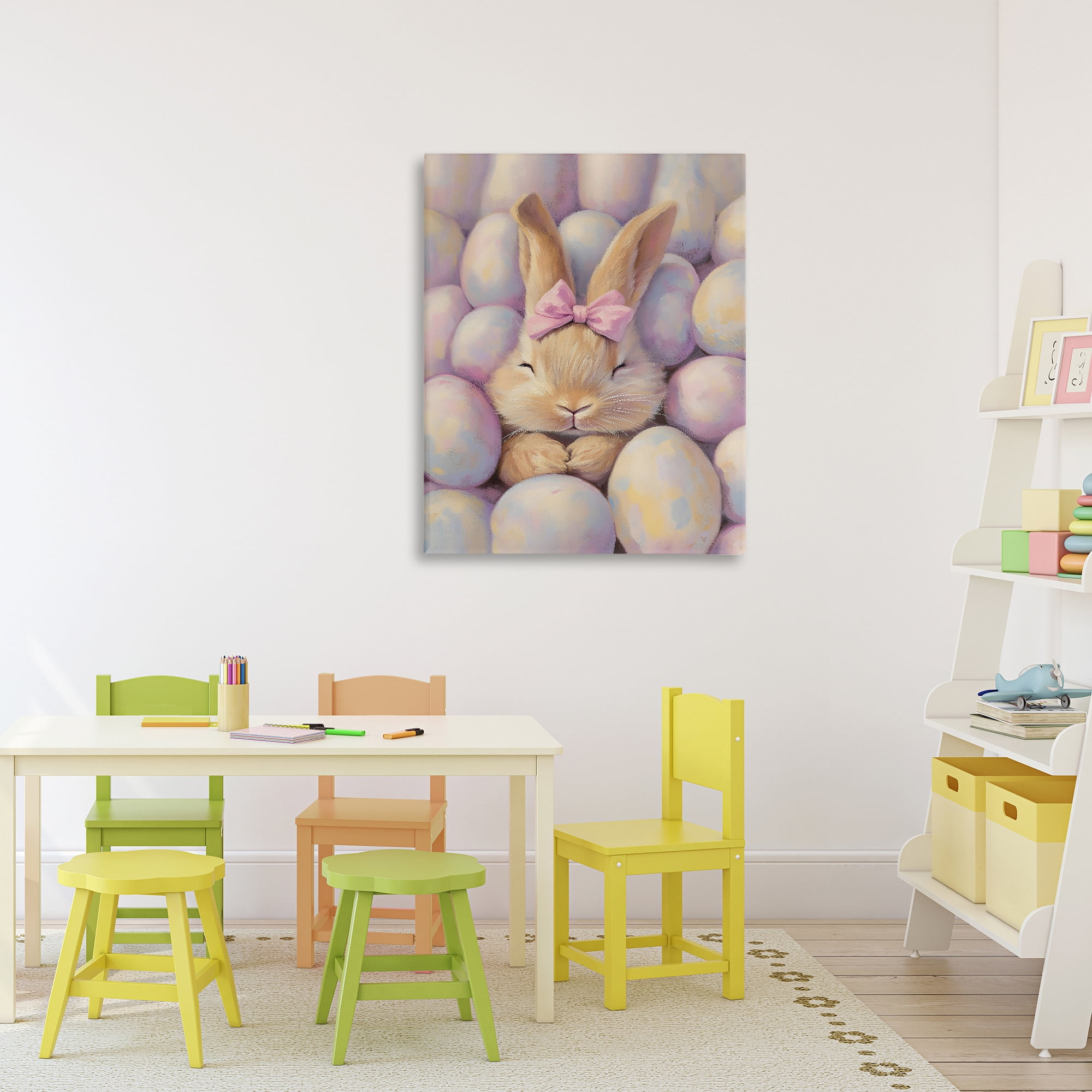 Stupell Industries Easter Bunny Nestled in Eggs Canvas Wall Art, design by The Prints Vibe