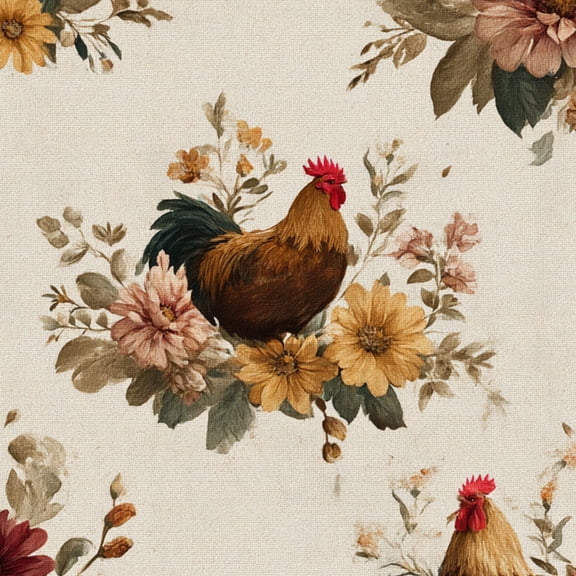Peel and Stick Wallpaper 23.6in x 9.8ft Countryside Rooster Colors Wildflower Details Farmhouse Contact Paper Vinyl Waterproof Self Adhesive Wall Paper for Bedroom Shelf Cabinet Renter Friendly