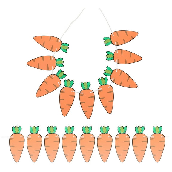 2 Pcs Hanging Paper Carrot Banner Easter Decoration Bunny Ornaments Garland