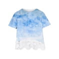 thumbnail image 2 of SHTXOZHI Kids Girls Short Sleeve Summer Cute Blouses Tops Round Neck Lace Shirts 3-14 Years, 2 of 4
