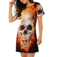 thumbnail image 2 of Haiem Satanic Skull Print Women’s Short-sleeved Nightdress – Comfortable and Loose-Fit Sleepwear, Soft Cotton Sleep Shirt for Relaxing, Casual Nightdress, 2 of 6