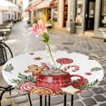 thumbnail image 6 of Christmas Gingerbread Round Tablecloth for 45-54 Inch Tables,Fitted Table Cover with Elastic Edge,Winter Xmas Balls Candy Pine Leaf Waterproof Outdoor Table Cloth Protector for Patio Garden Dinner, 6 of 9