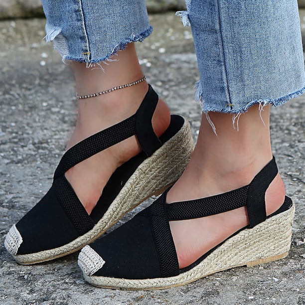 Moda damas cuñas de gran tamaño zapatos envueltos zapatos casuales sandalias de tacón alto Wmkox8yii sa1965