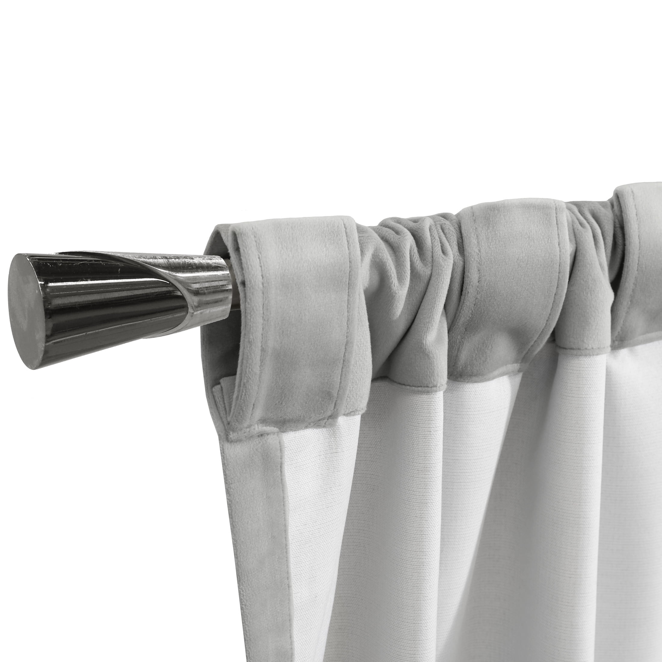 Savannah Room Darkening Velvet Dual Header Curtain Panel 50" x 95" in Silver