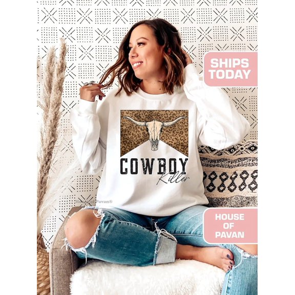 Cowboy Killer Sweatshirt, Vintage Western Graphic Crewneck, Country Music Shirt, Retro Rodeo Pullover