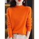 thumbnail image 1 of Suéter de lana sin costuras con cuello semialto para mujer, jersey de cachemira de primera línea confeccionado, 1 of 5
