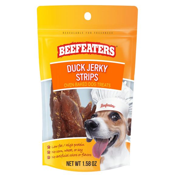 Beefeaters Duck Jerky Strips for Dogs, 1.58oz, (12 Pack) – Dog Treat. Oven-Baked, High Protein, Low Fat, No Corn, Soy, or Wheat, Ideal for Training