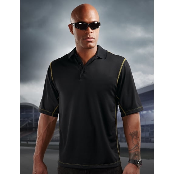 Tri-Mountain Racewear Intercooler K006 Micro mesh polo Shirt, 3X-Large, Black/Gold