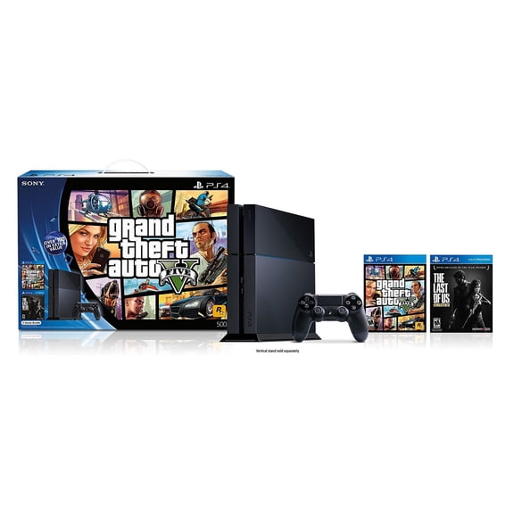 Sony 2215B PlayStation 4 Slim 1TB Gaming Console Black 2 Controller Included with GTA V Game BOLT AXTION Bundle Lke New
