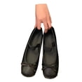 thumbnail image 3 of AUDeals Women's Mary Jane Flats, Square Toe Casual Shoes with Elastic Strap and Bowknot, Comfortable Slip On Ballet Style, 3 of 6