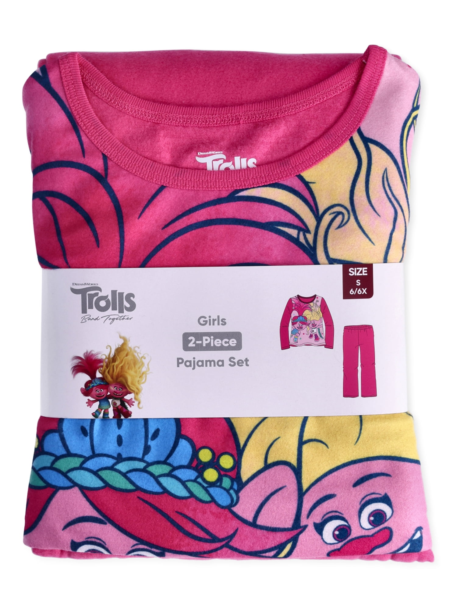 Girls Licensed Character Long Sleeve Top and Pants Sleep Set,  2-Piece, Sizes 4-12