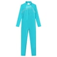 thumbnail image 2 of TiaoBug Kids Girls Long Sleeve Figure Ice Skating Jumpsuit Gymnastics Leotard Unitard Lake Blue 12, 2 of 7