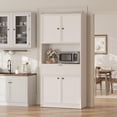 thumbnail image 3 of Tall Kitchen Pantry Cabinet, 70" Storage Cabinet with Countertop Shelf and Drawer, Freestanding Fluted Kitchen Hutch Cupboard for Dining Room, Living Room，White, 3 of 8