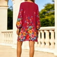 thumbnail image 5 of Summer Chiffon Dresses for Women Plus Size V Neck Pleasant Long Sleeve Floral Dress Holiday Wedding Guest Beach Party Swing Sundress S-3XL, 5 of 5