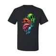 thumbnail image 2 of Wild Bobby, Trippy Neon Melting Skulls Men's Graphic T-Shirt, Black, 4XL, 2 of 3