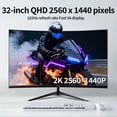 thumbnail image 5 of ZZA 32 inch Curved Gaming Monitor, QHD 2560x1440 165Hz 1ms, 1500R VA Panel, AMD FreeSync, HDR Ready, 1440p 144hz computer monitor, VESA, for PC Desktop Laptop PS5, Black, 5 of 10
